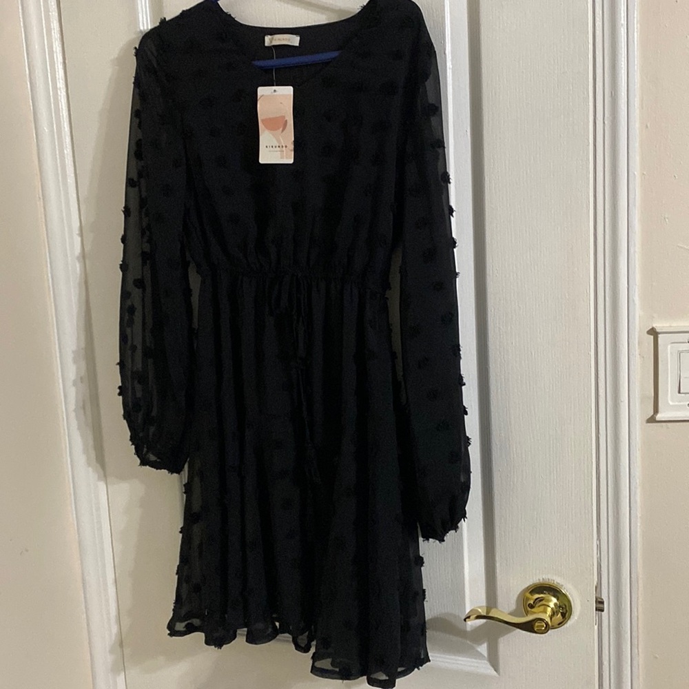 Black mesh knee length dress